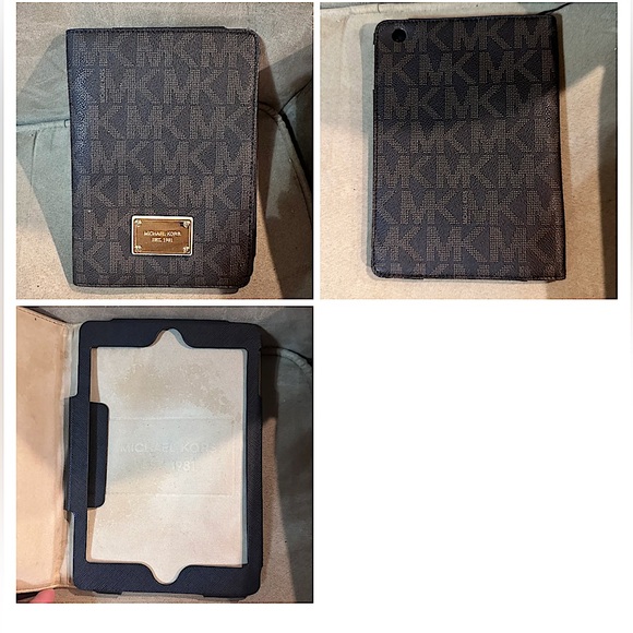 Michael Kors Good Looking Logo Brown Canvas Gold Hardware Apple IPad Mini Cover - Picture 4 of 5